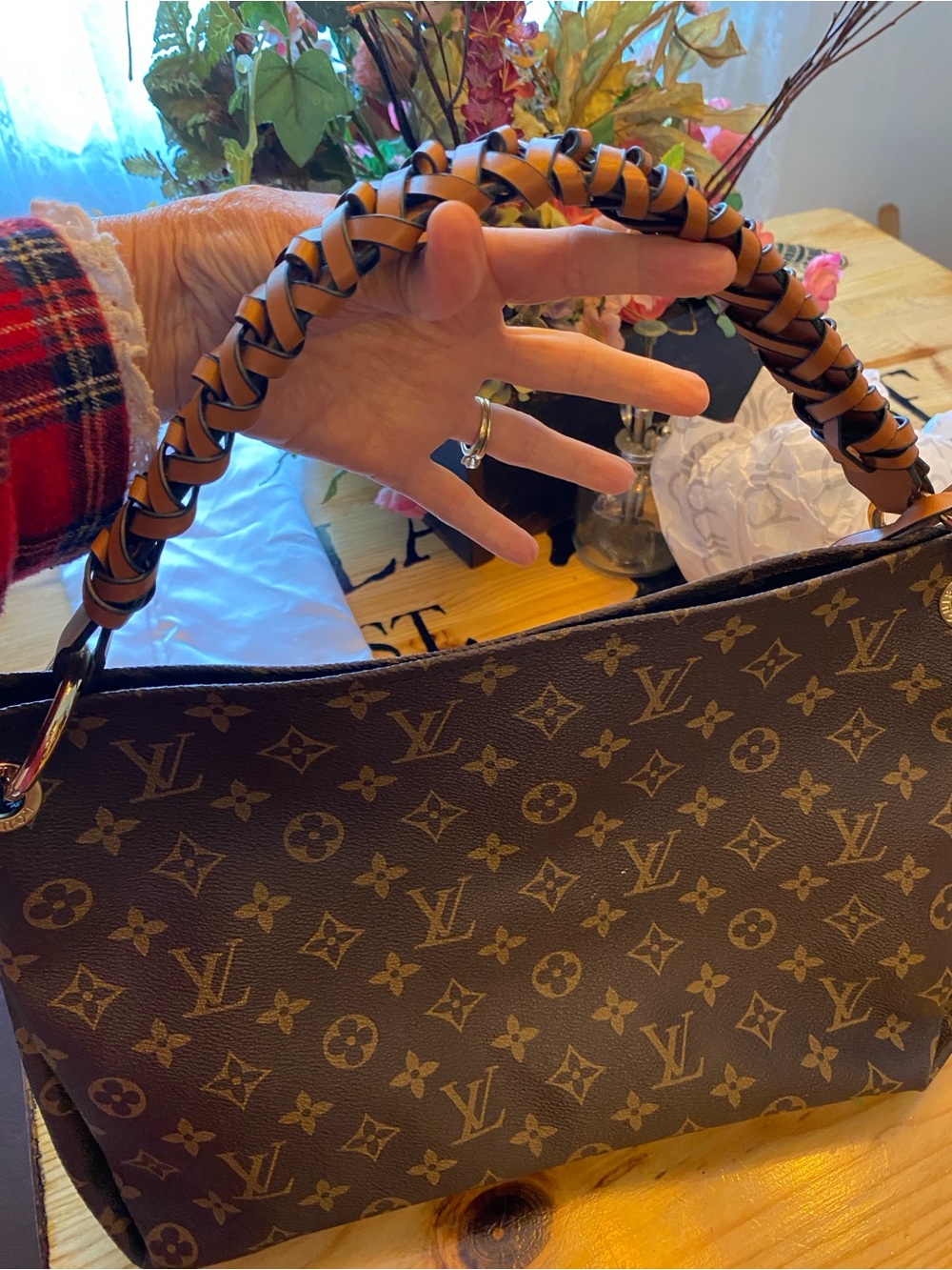 Shoulder/tote Bag - Brown & Tan Braided Handle